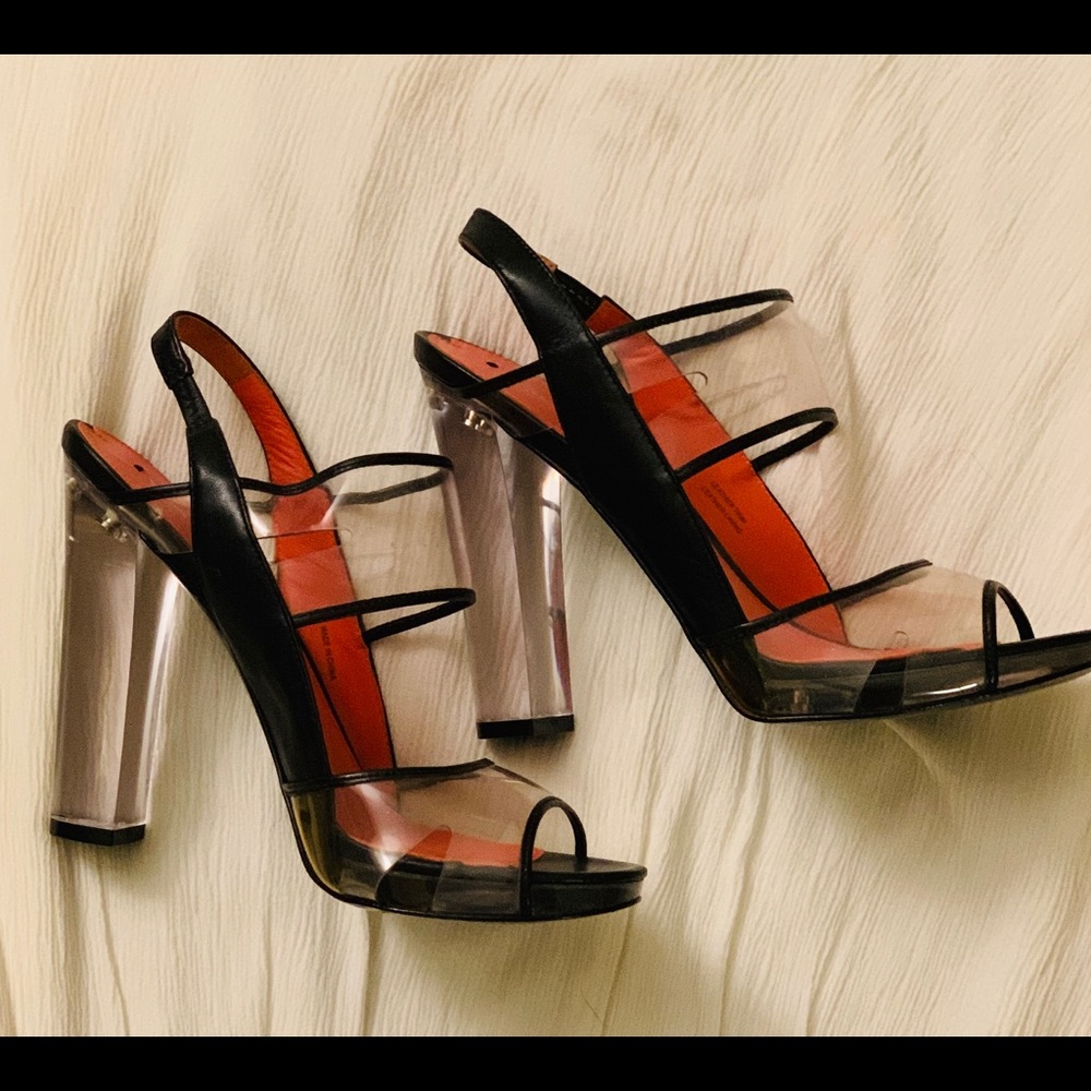 VIA SPIGA V Clair - Black Clear Chunky Heel NWOT